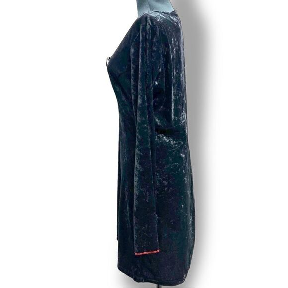 Vintage Y2K Tripp nyc crushed velvet dolly dress in black sz L bell sleeves NWT - Picture 4 of 16